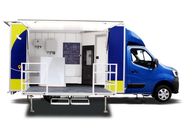Zabudowa wystawowa rozkładana — showroom mobilny