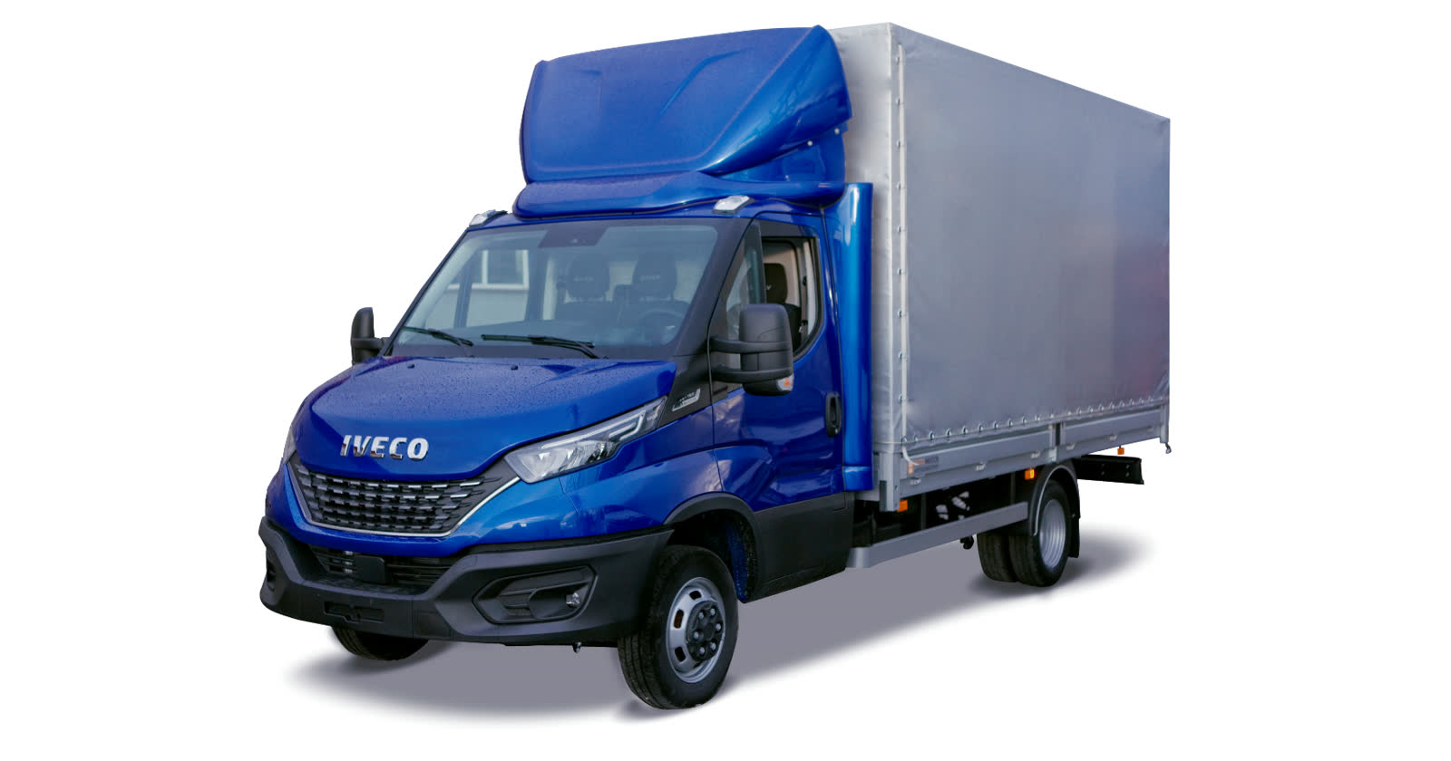 Szara skrzynia na niebieskim Iveco Daily — zdjęcie 2 | Moto Wektor