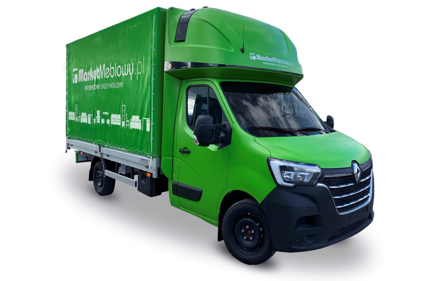 Zielona skrzynia z plandeką z drzwiami aluminiowymi — zdjęcie 2 | Moto Wektor