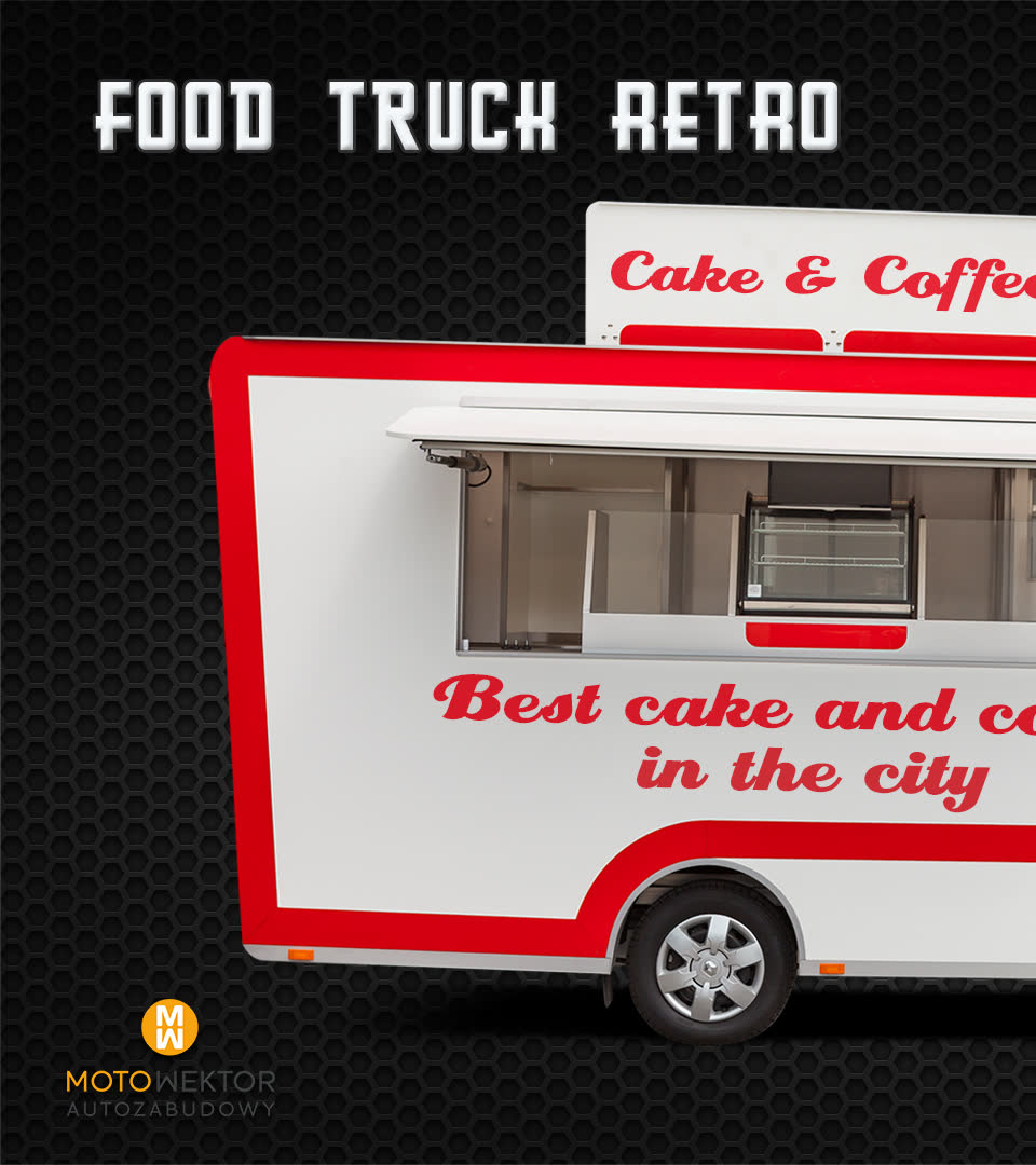 Foodtruck Retro biało-czerwony — zdjęcie 2 | Moto Wektor