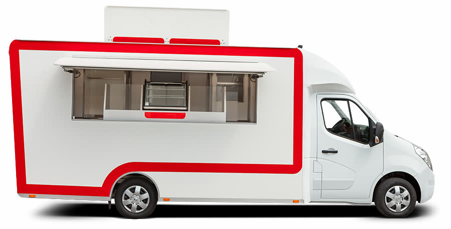 Foodtruck Retro biało-czerwony | Moto Wektor
